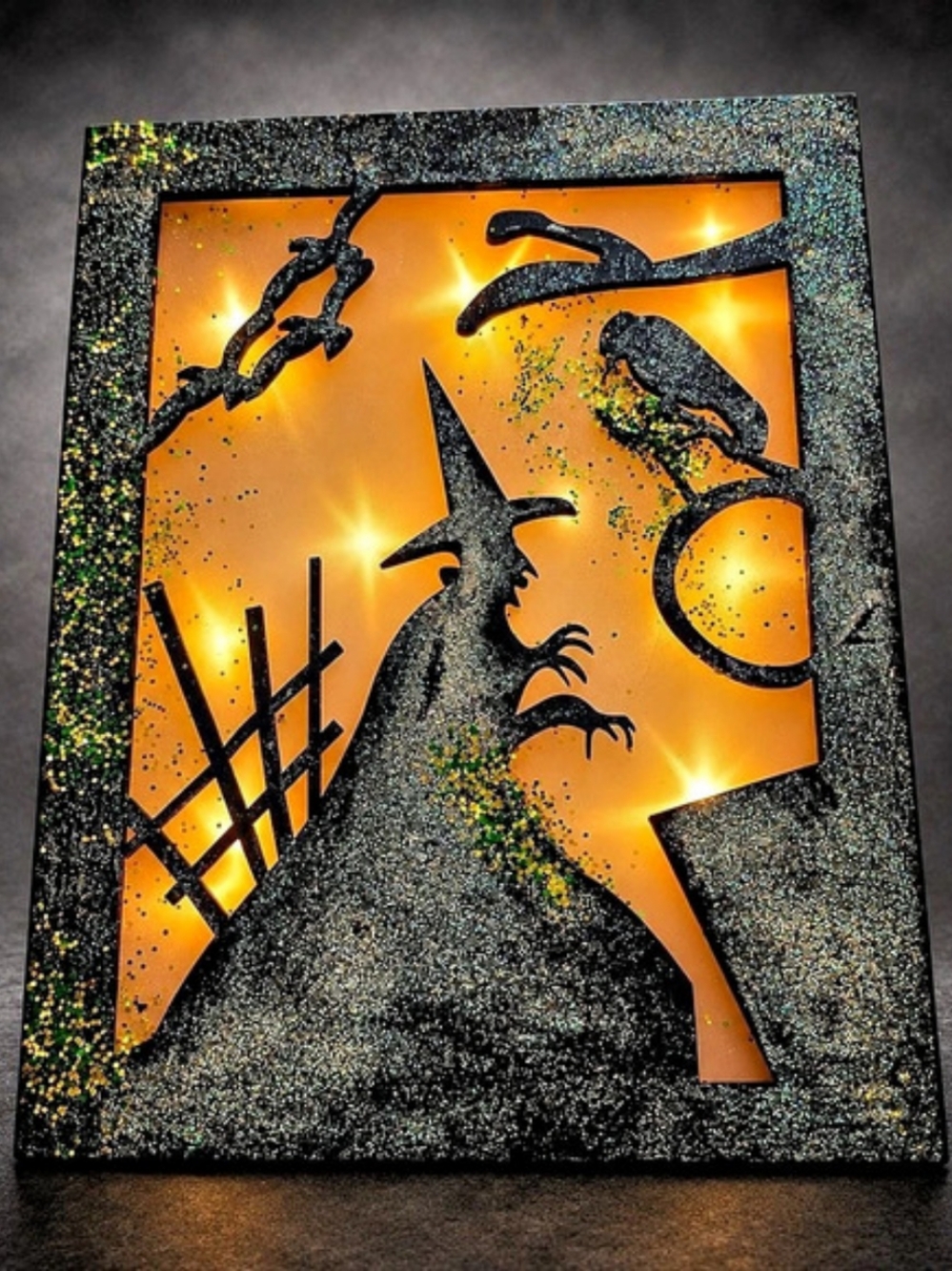 Illuminated Halloween  Wall Art in Black & Green